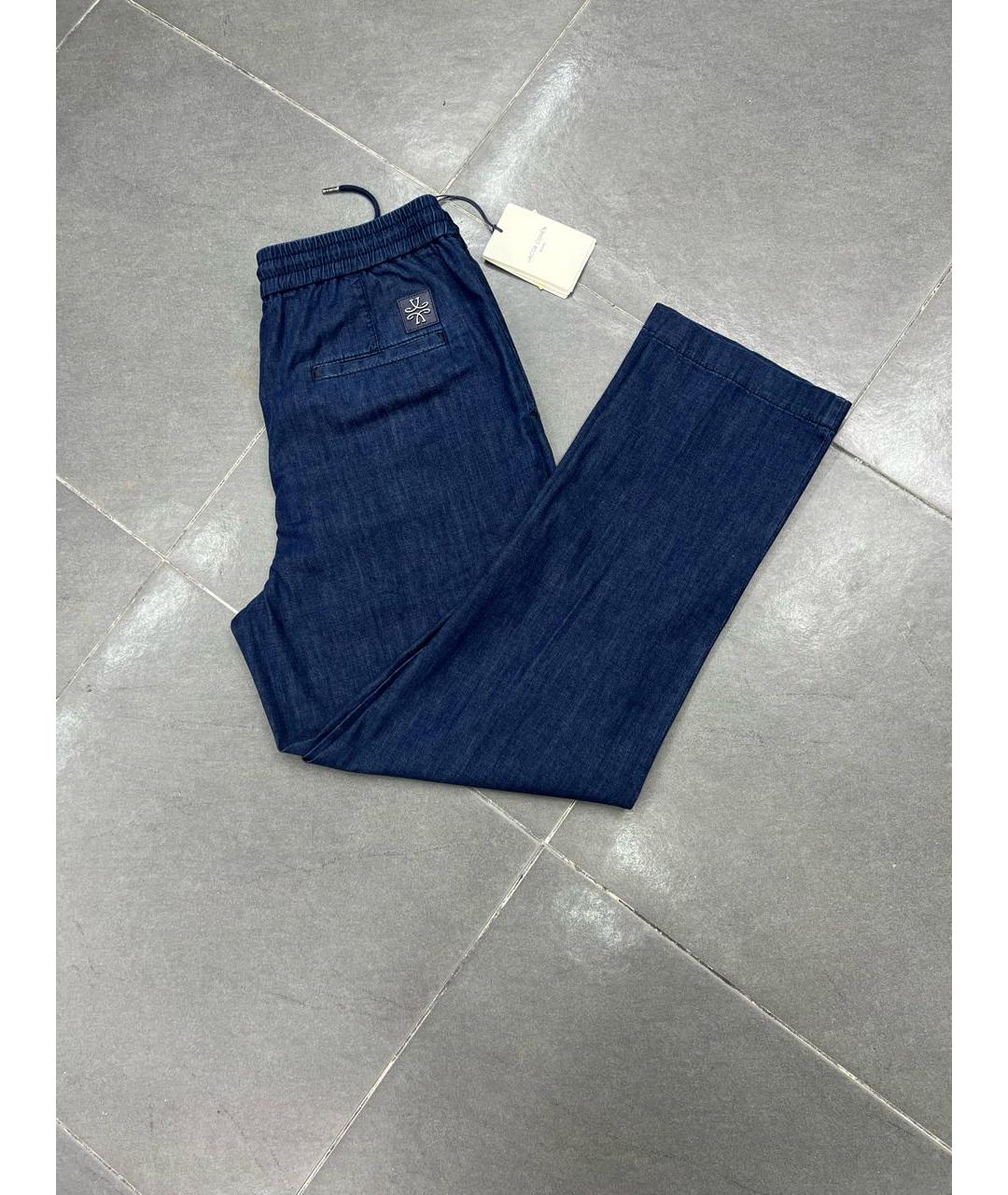 JACOB COHEN Синие хлопко-леновые прямые джинсы, фото 3