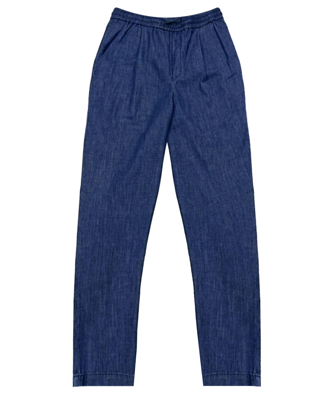 JACOB COHEN Синие хлопко-леновые прямые джинсы, фото 1