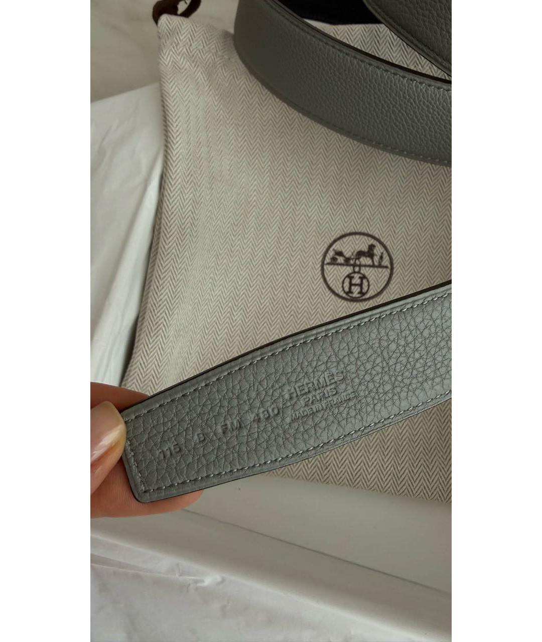 HERMES Синий кожаный ремень, фото 3