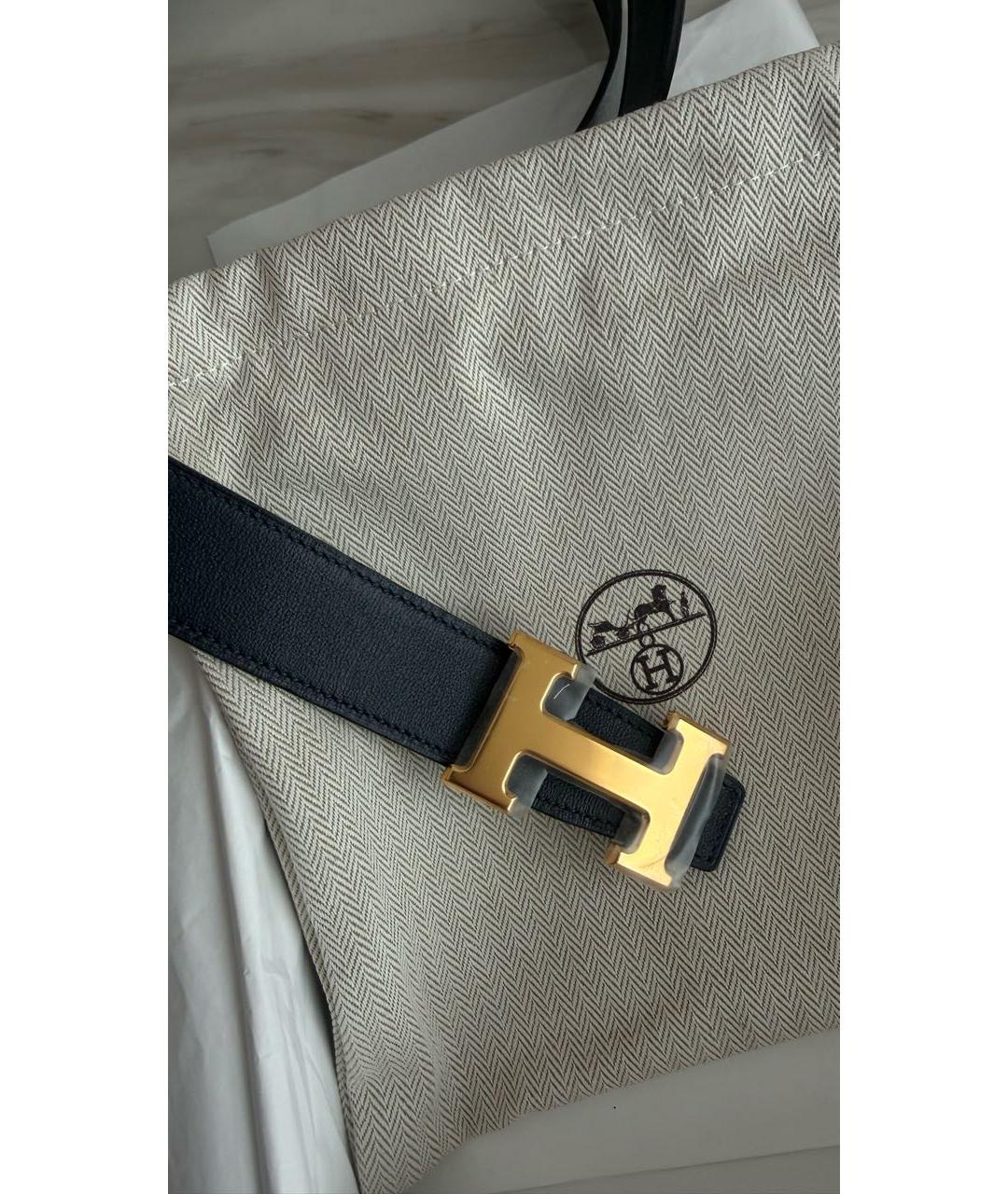 HERMES Синий кожаный ремень, фото 2