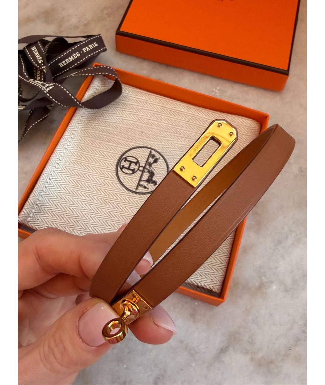 HERMES Коричневый кожаный чокер, фото 2