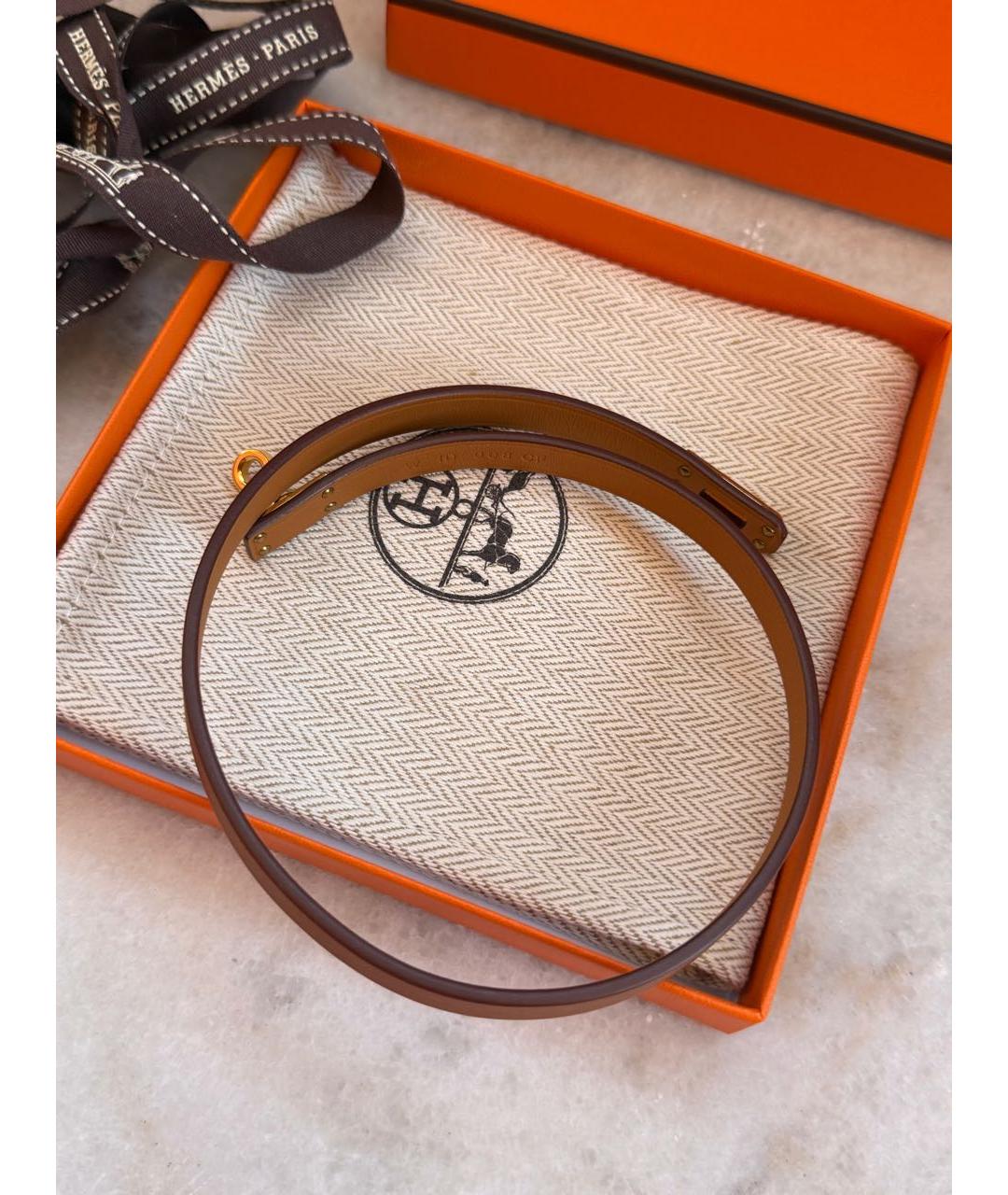 HERMES Коричневый кожаный чокер, фото 3