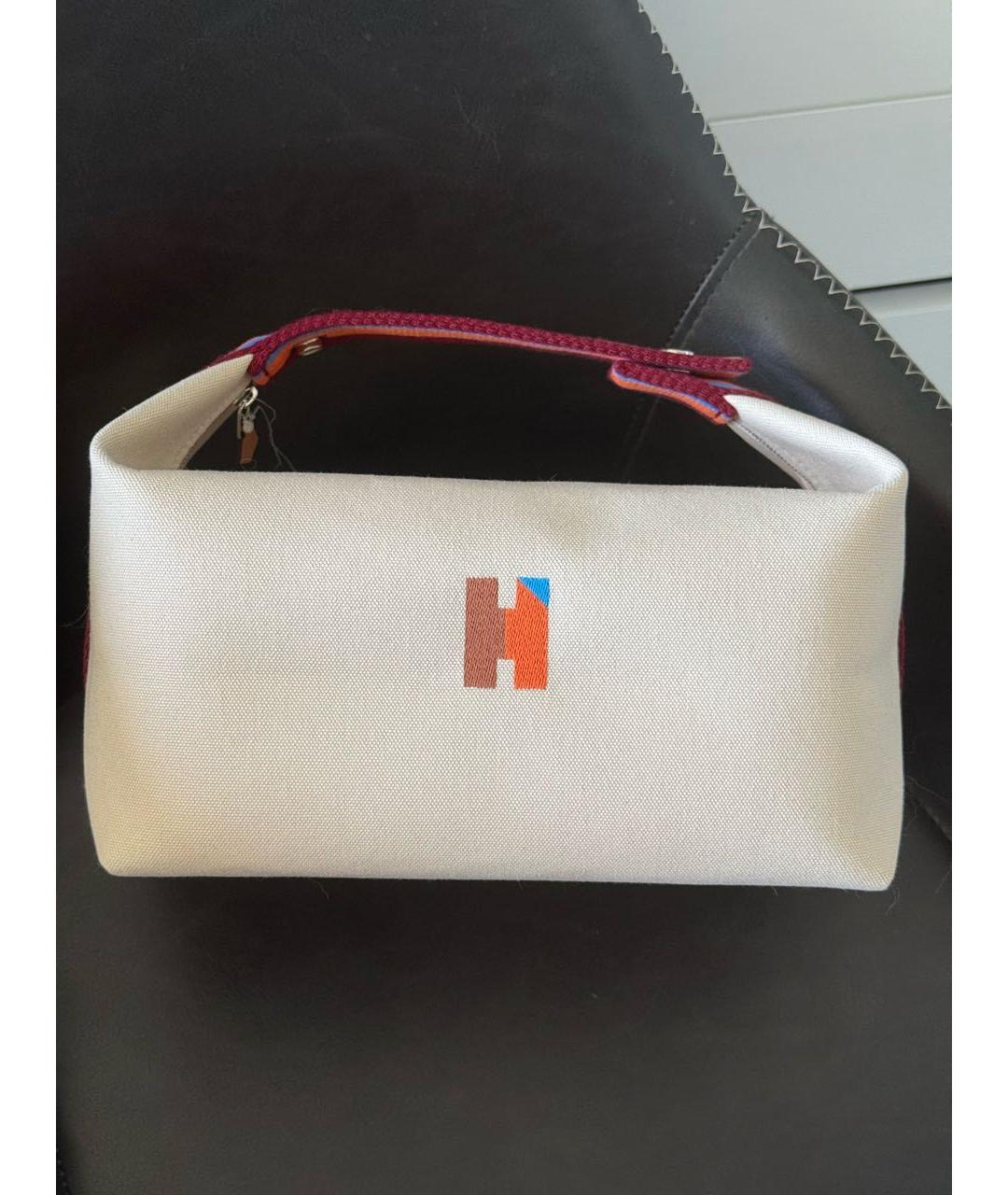 HERMES Бежевая тканевая косметичка, фото 2