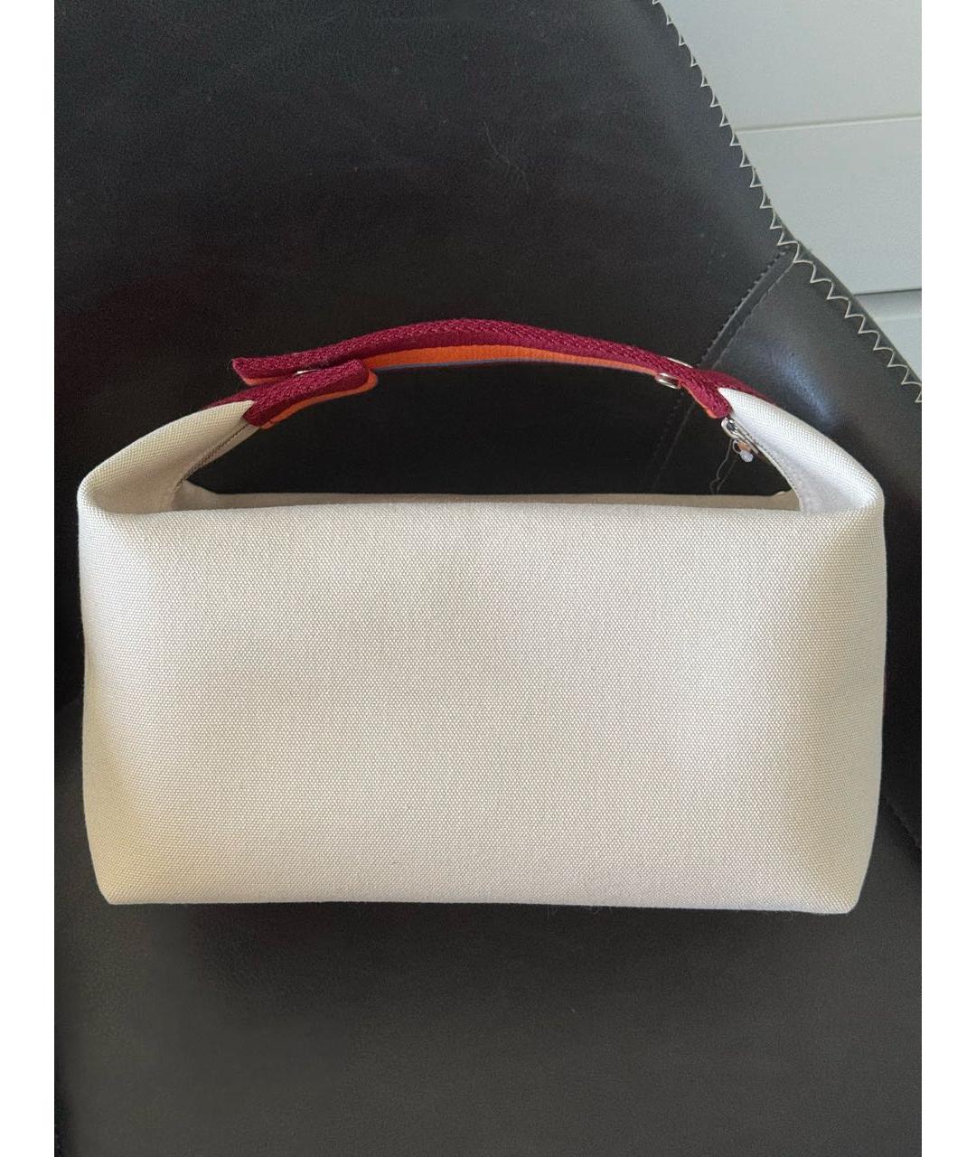 HERMES Бежевая тканевая косметичка, фото 3