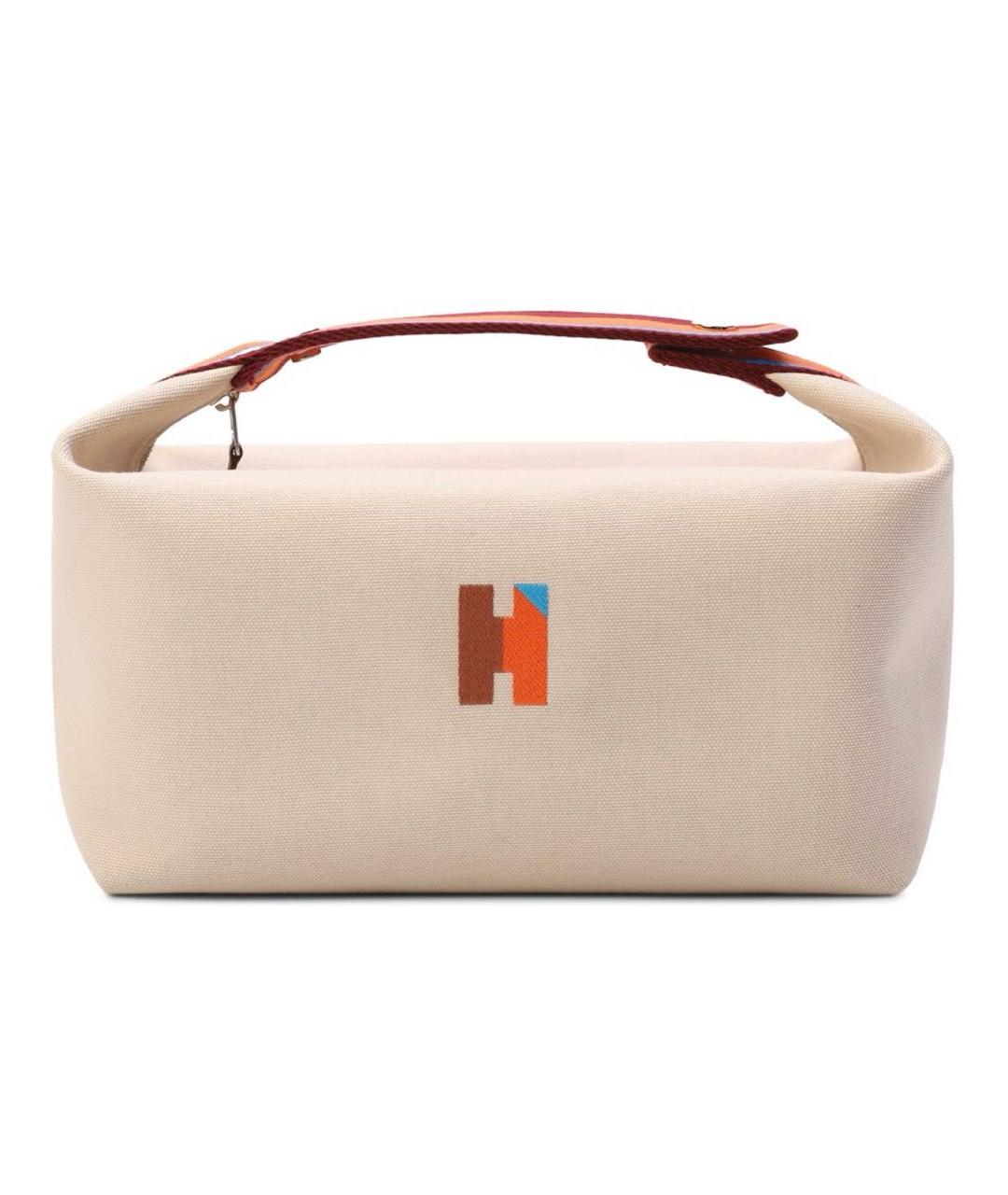 HERMES Бежевая тканевая косметичка, фото 6