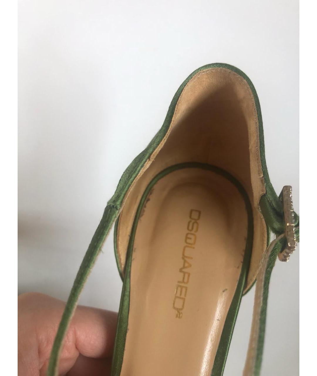 DSQUARED2 Зеленые текстильные босоножки, фото 6