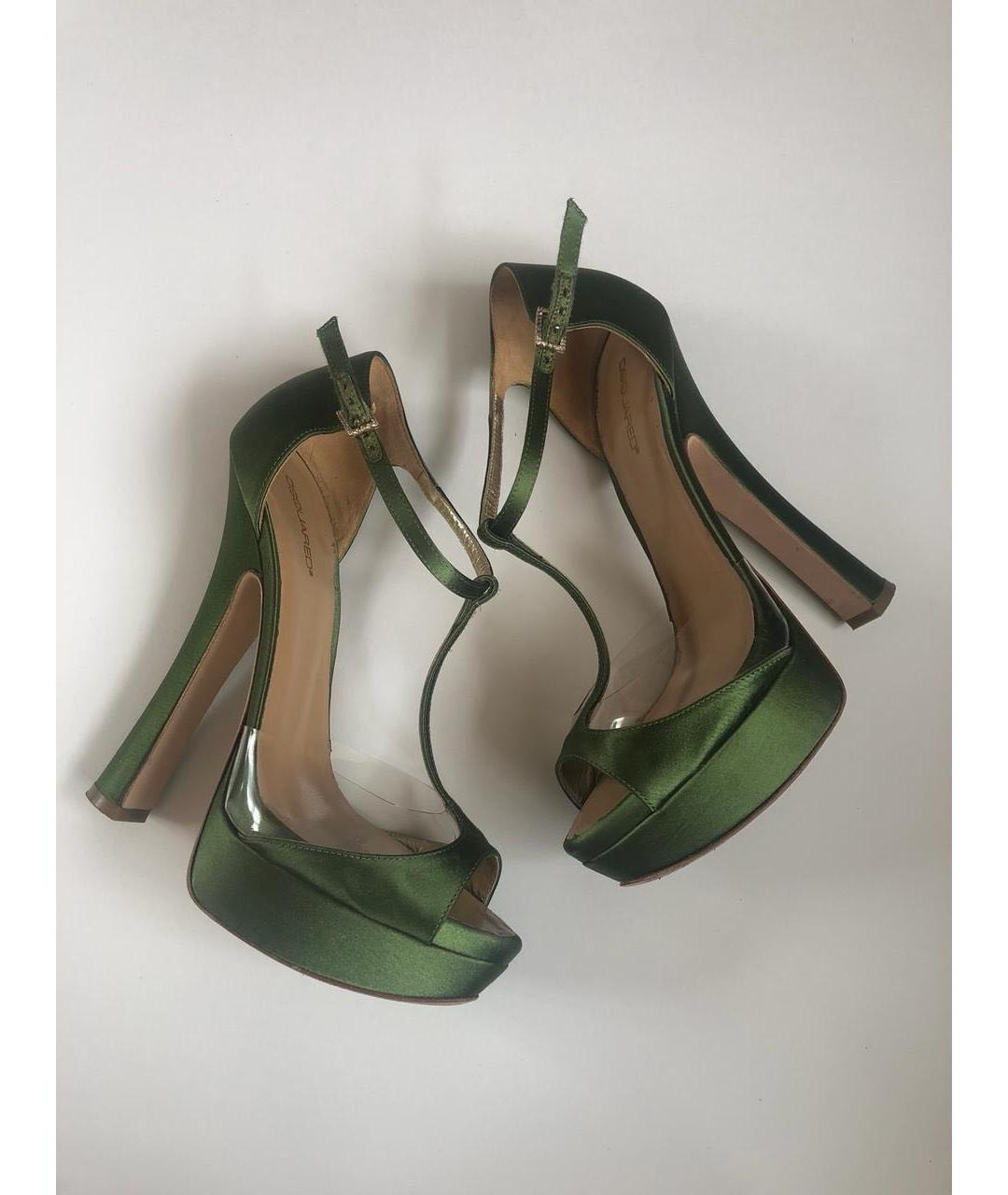 DSQUARED2 Зеленые текстильные босоножки, фото 5