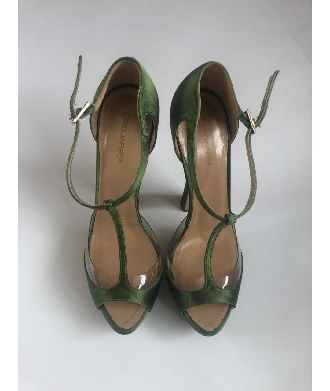 DSQUARED2 Зеленые текстильные босоножки, фото 2