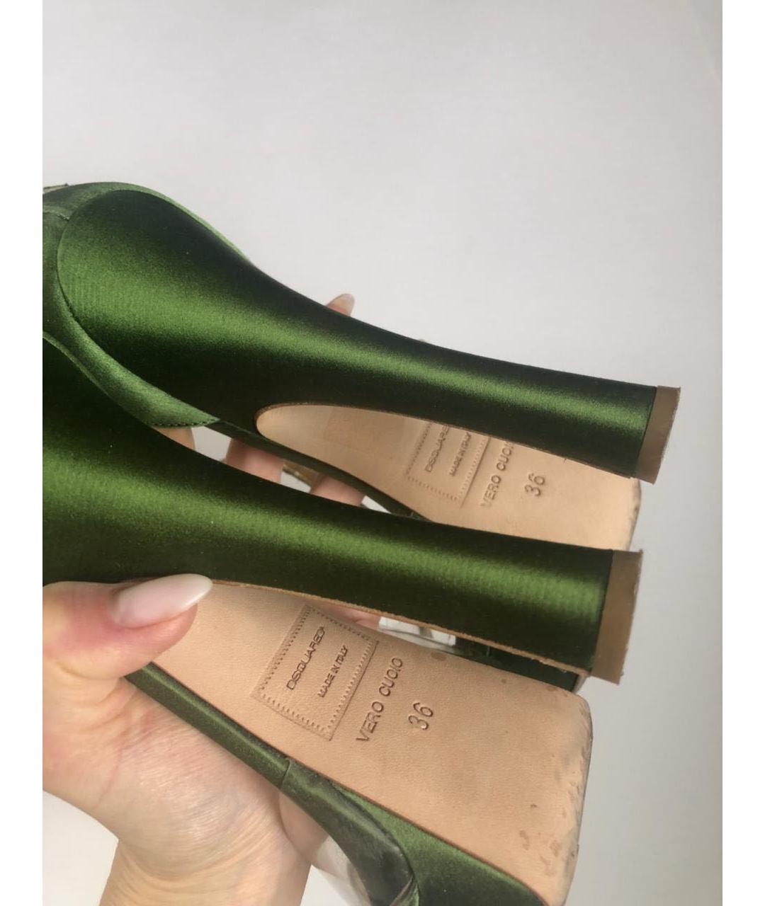 DSQUARED2 Зеленые текстильные босоножки, фото 3