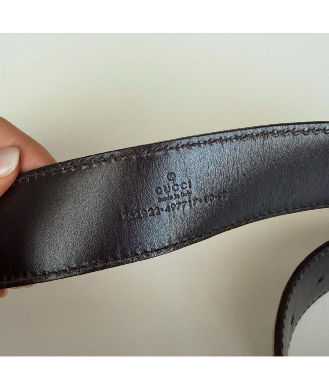 GUCCI Серебрянный кожаный ремень, фото 3