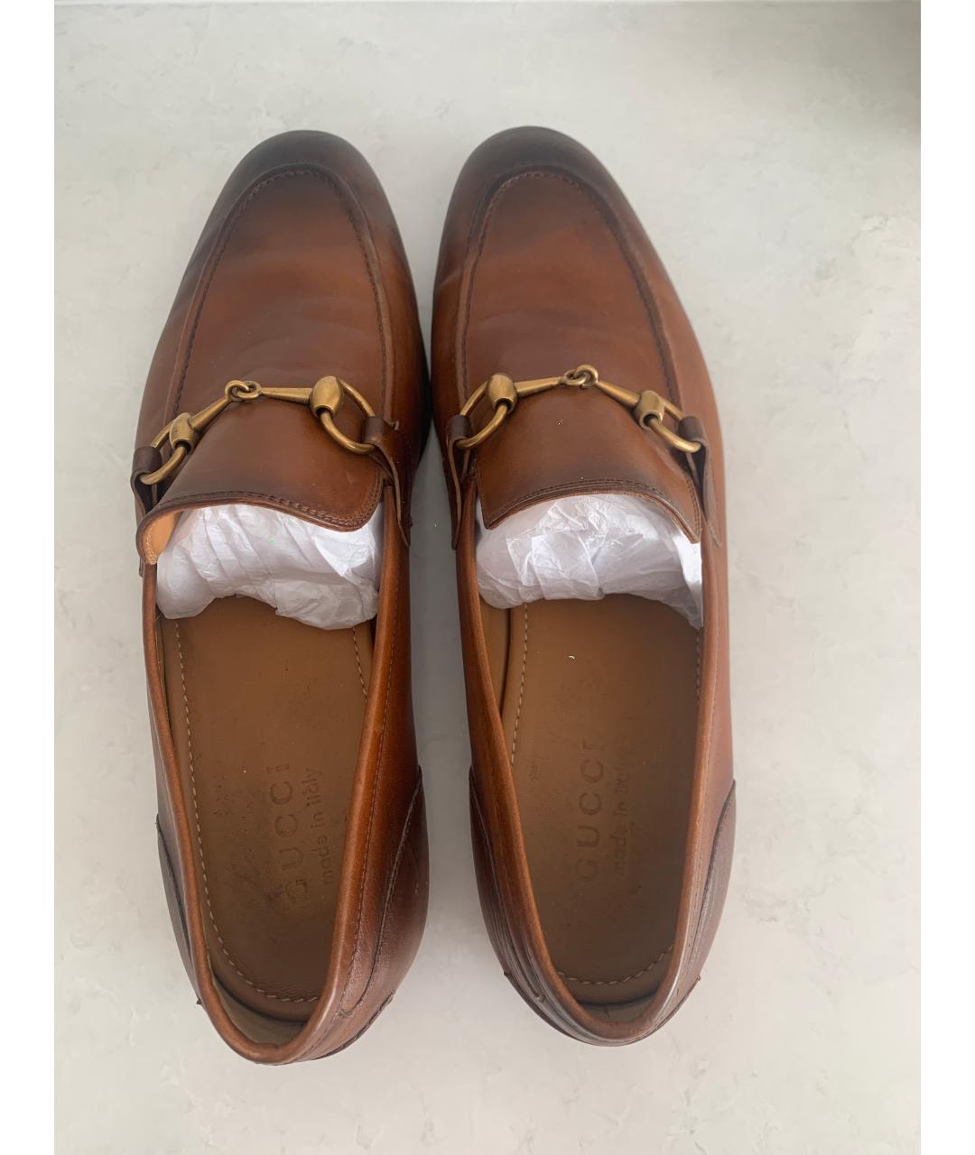 GUCCI Коричневые кожаные лоферы, фото 2