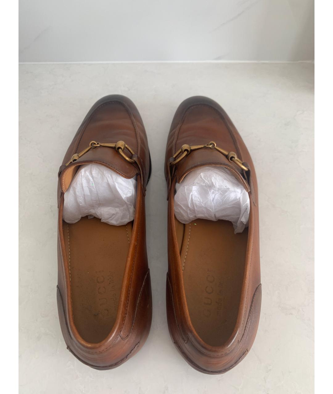 GUCCI Коричневые кожаные лоферы, фото 4