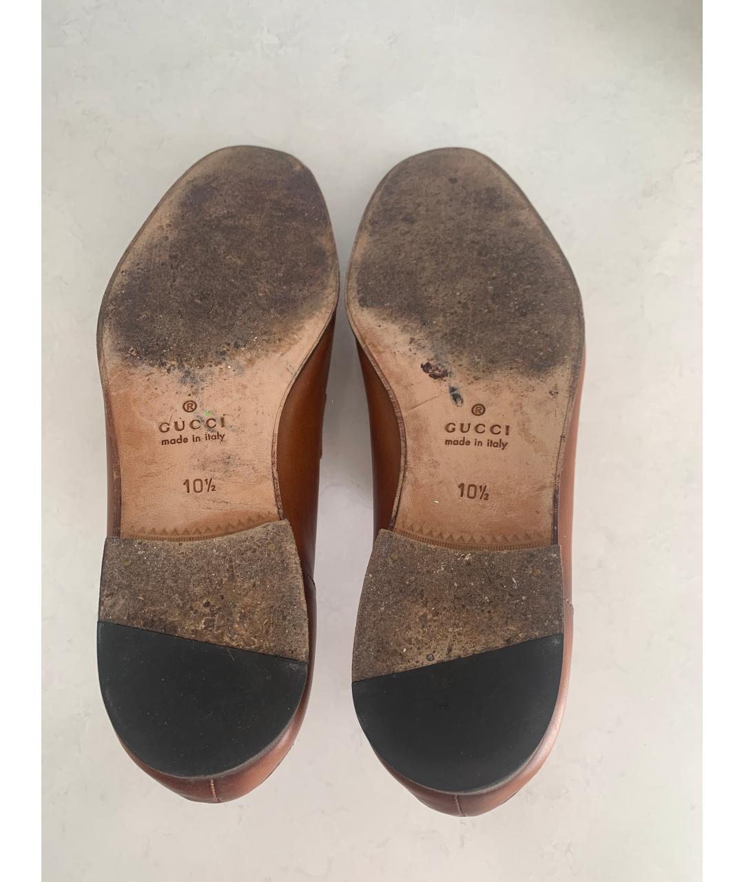 GUCCI Коричневые кожаные лоферы, фото 6