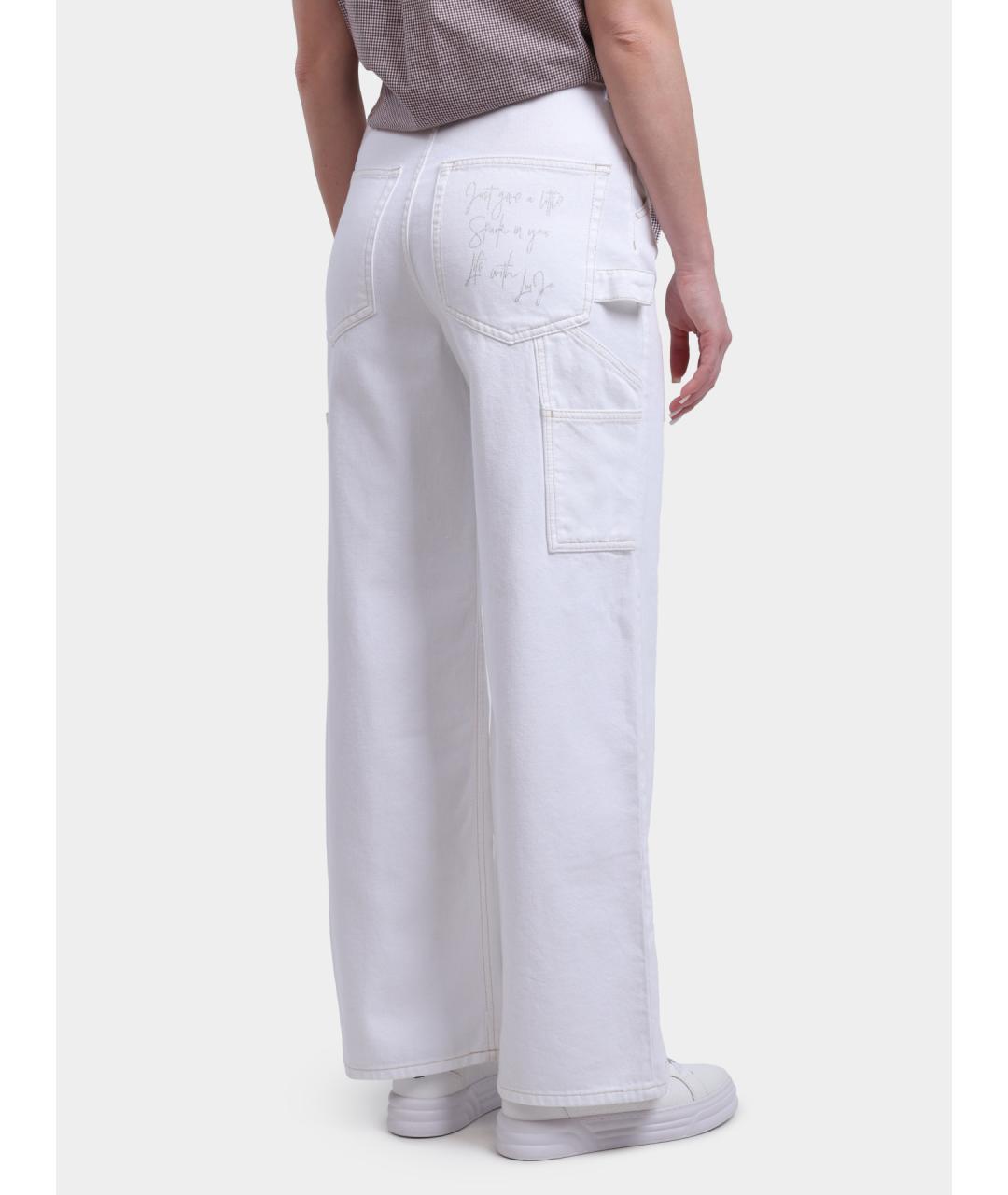 LIU JO Белые хлопковые прямые джинсы, фото 4