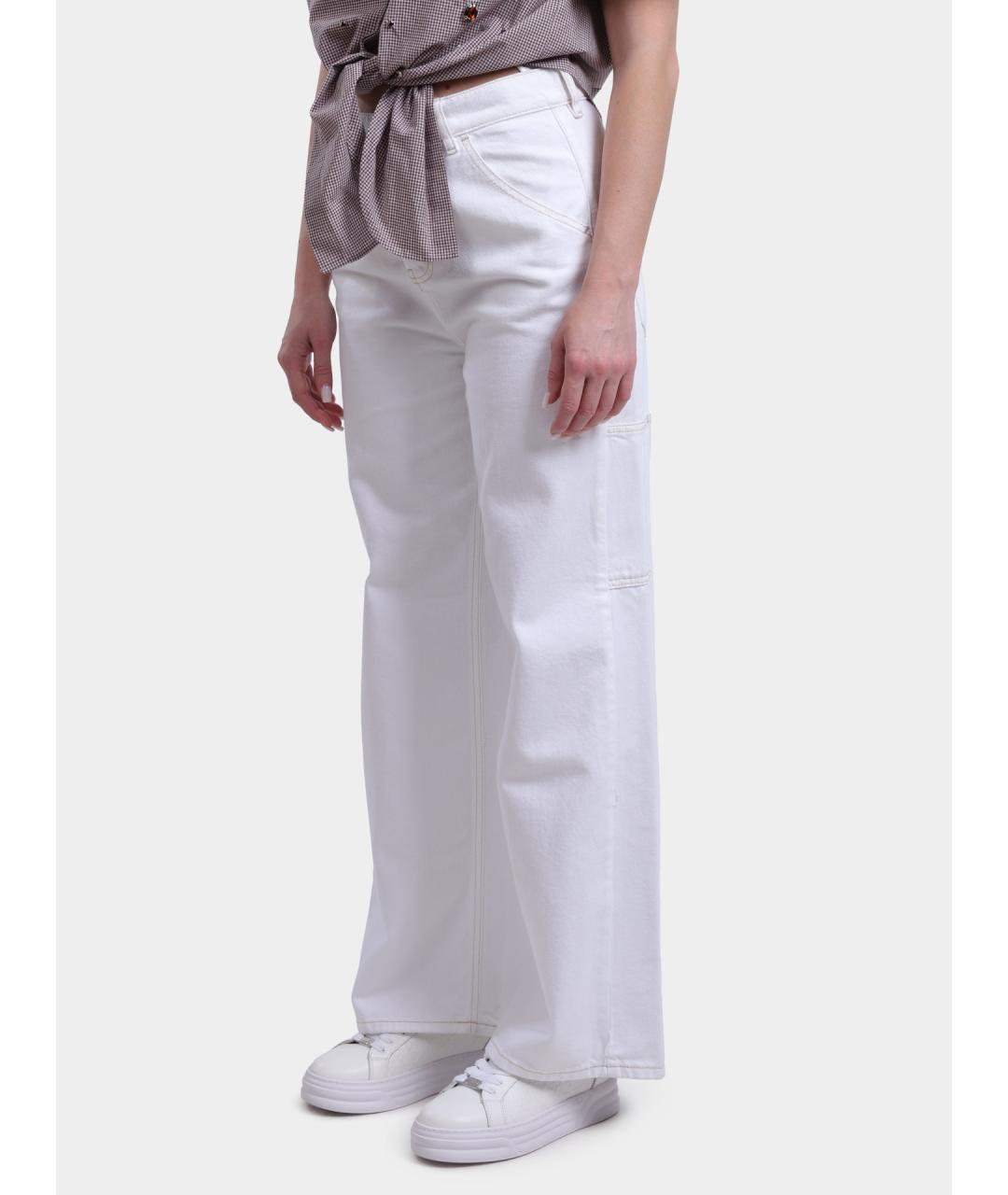 LIU JO Белые хлопковые прямые джинсы, фото 2