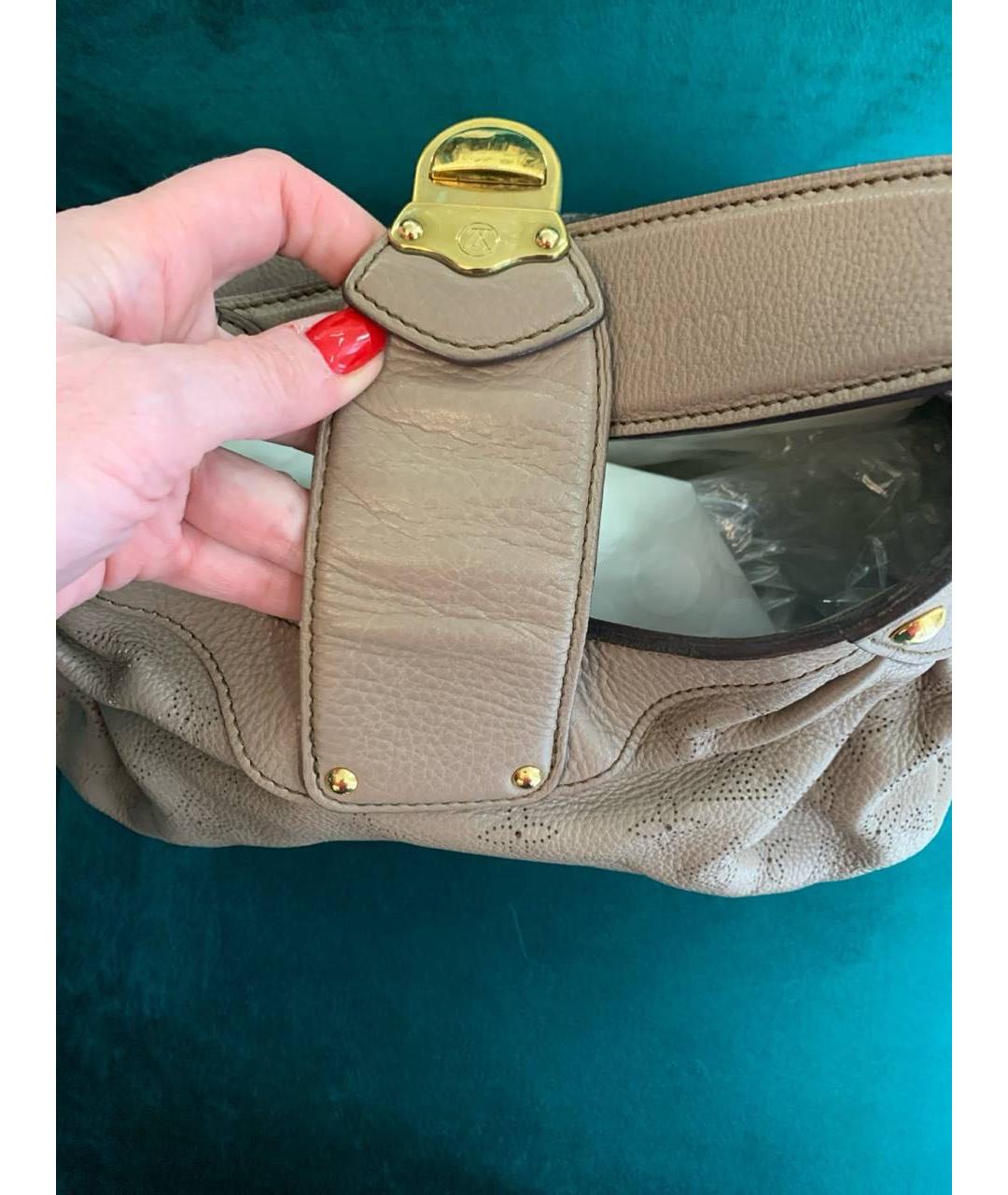 LOUIS VUITTON Бежевая кожаная сумка тоут, фото 4