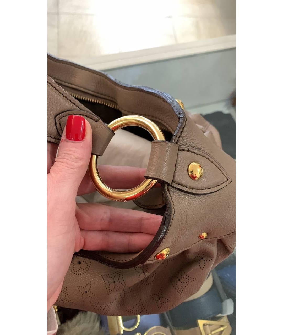 LOUIS VUITTON Бежевая кожаная сумка тоут, фото 7