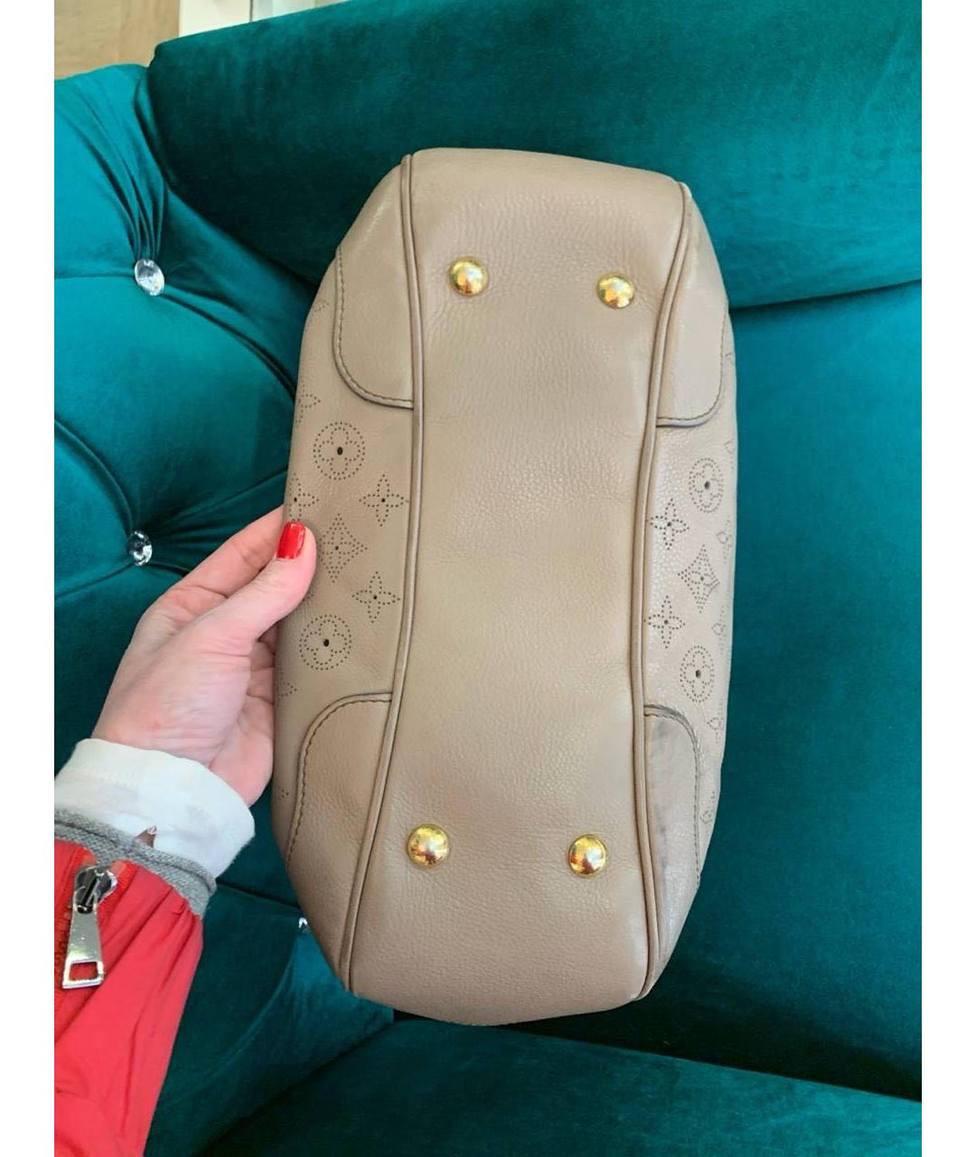 LOUIS VUITTON Бежевая кожаная сумка тоут, фото 6