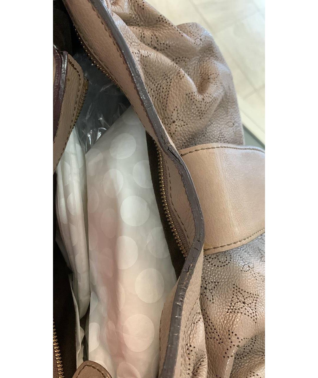 LOUIS VUITTON Бежевая кожаная сумка тоут, фото 8