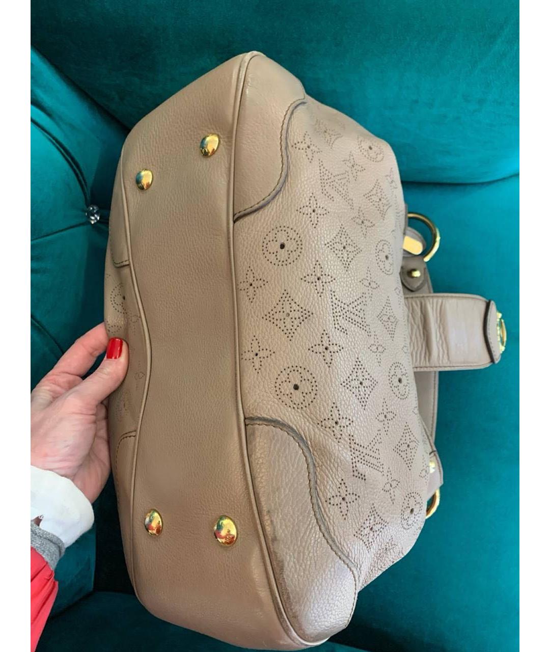 LOUIS VUITTON Бежевая кожаная сумка тоут, фото 2