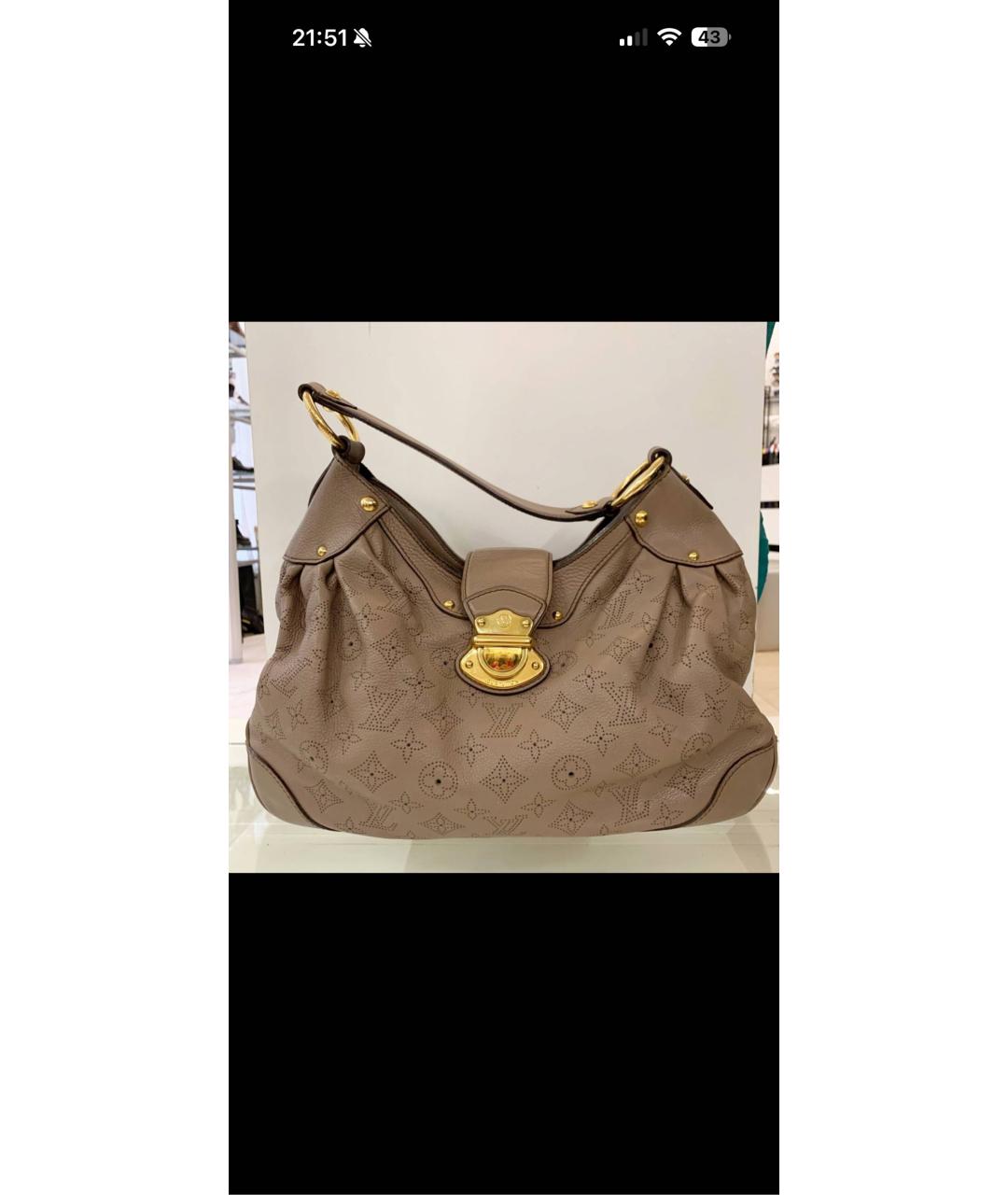 LOUIS VUITTON Бежевая кожаная сумка тоут, фото 9