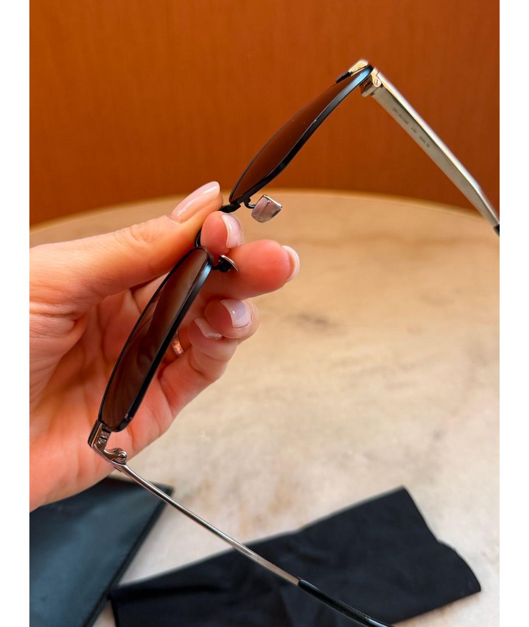 SAINT LAURENT Черные металлические солнцезащитные очки, фото 3