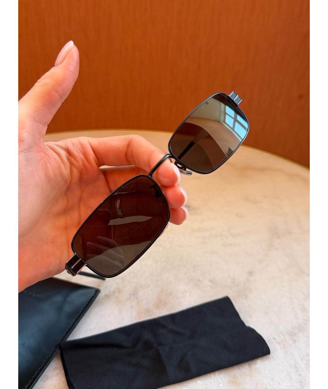 SAINT LAURENT Черные металлические солнцезащитные очки, фото 2