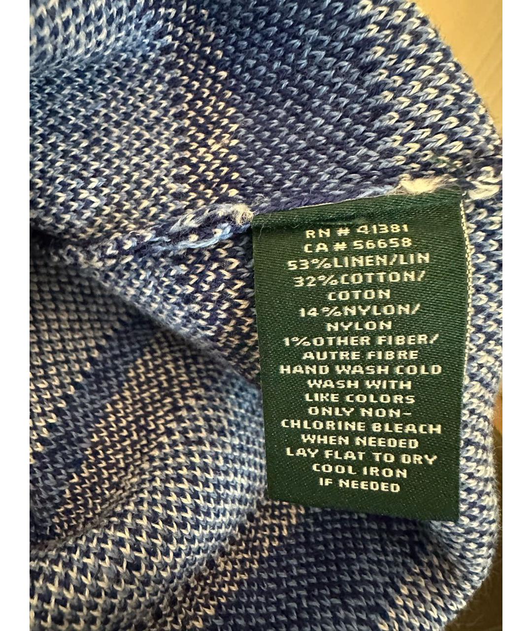 RALPH LAUREN Синий льняной джемпер / свитер, фото 6