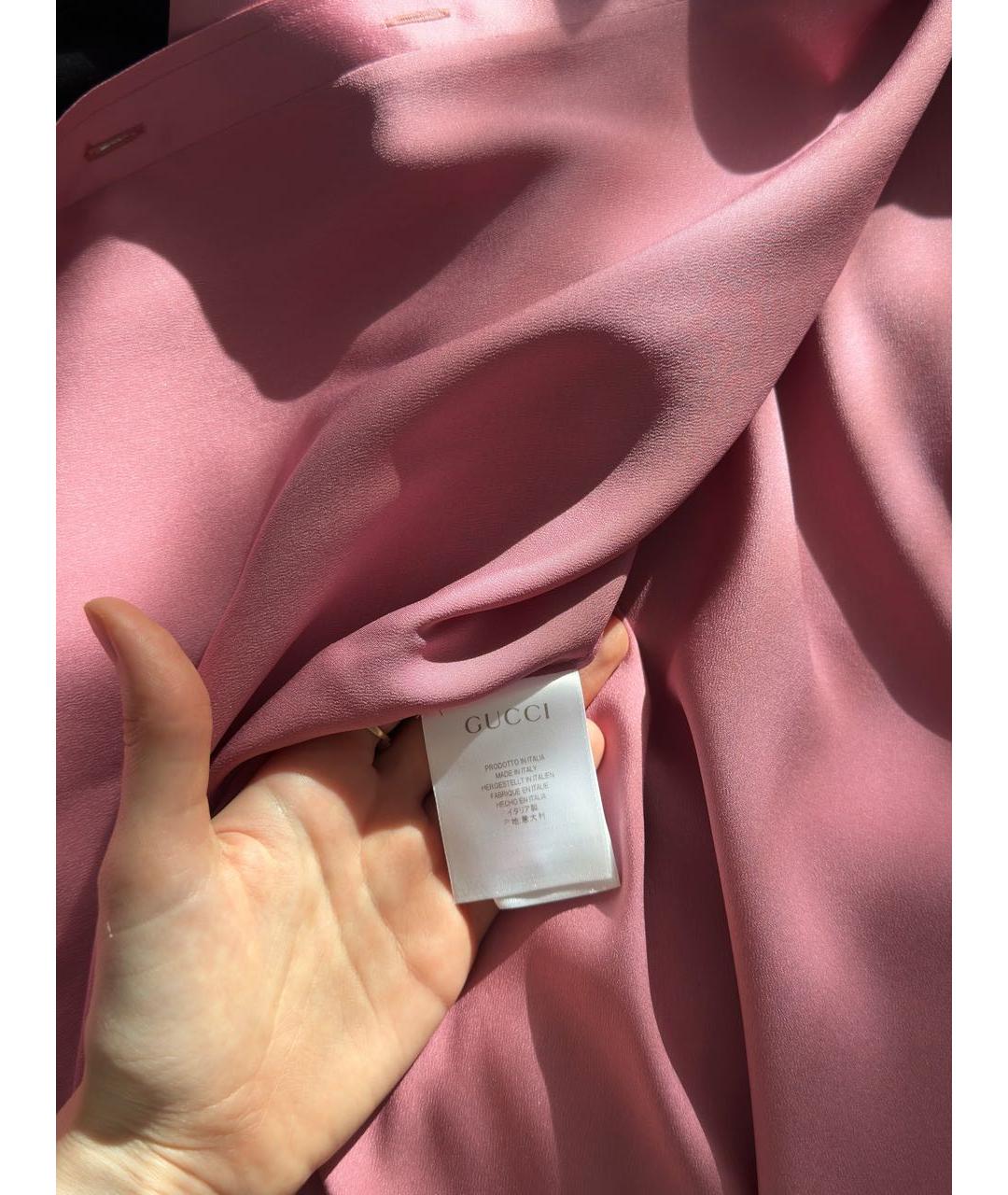 GUCCI Коралловая шелковая блузы, фото 6