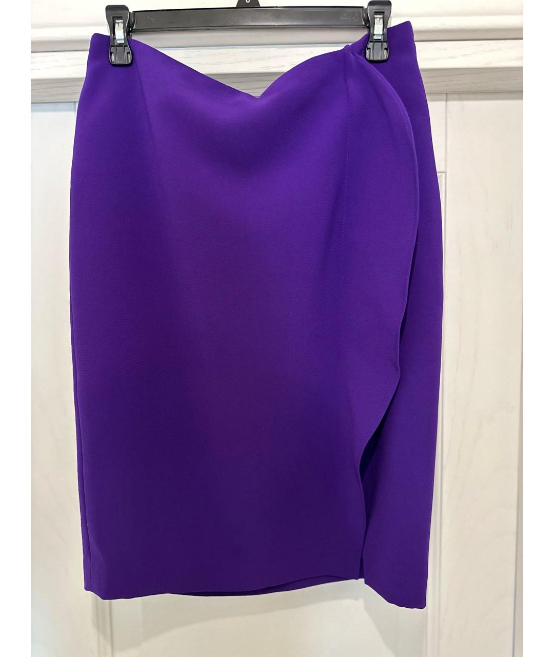 RALPH LAUREN Фиолетовая полиэстеровая юбка миди, фото 6