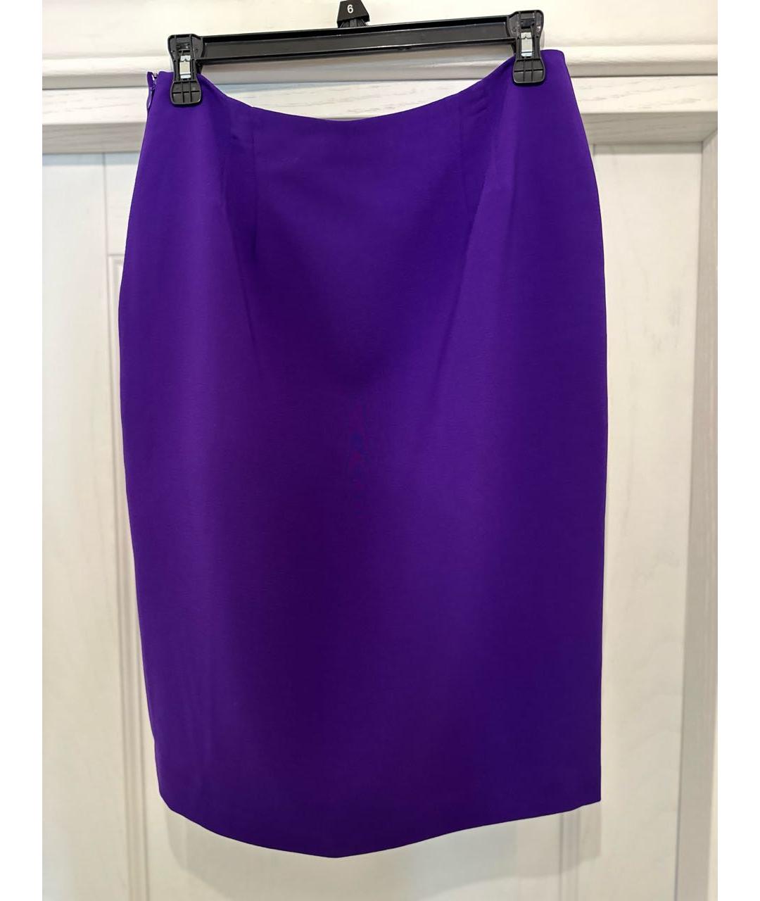 RALPH LAUREN Фиолетовая полиэстеровая юбка миди, фото 2