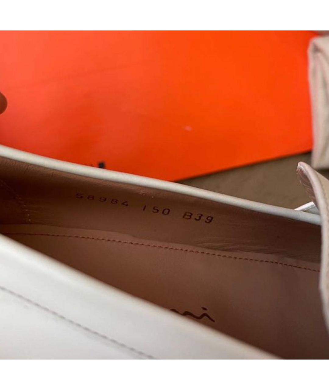 SANTONI Белые кожаные лоферы, фото 4