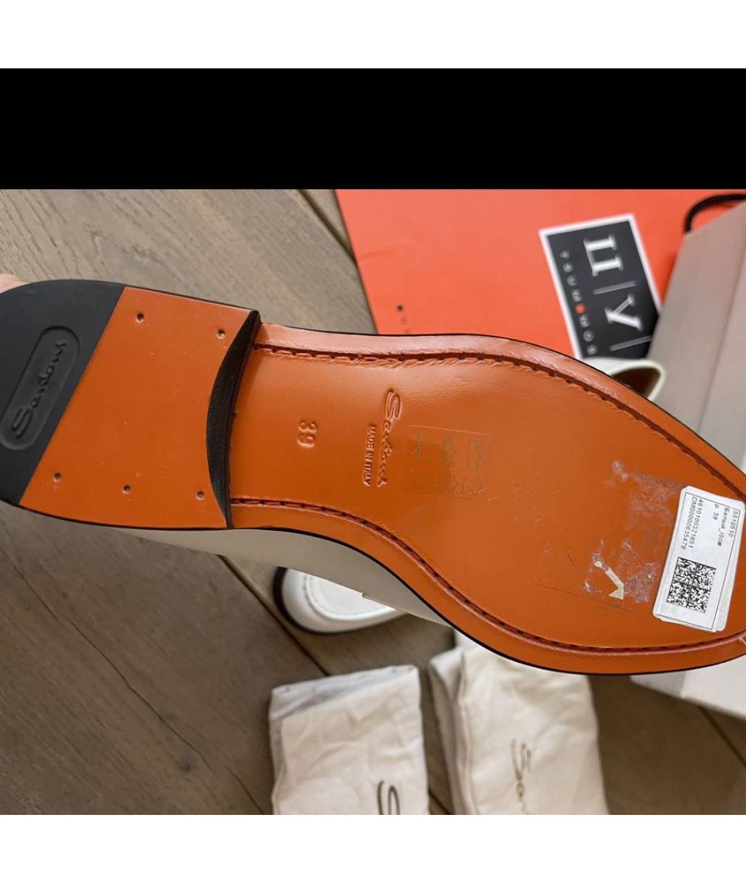 SANTONI Белые кожаные лоферы, фото 3