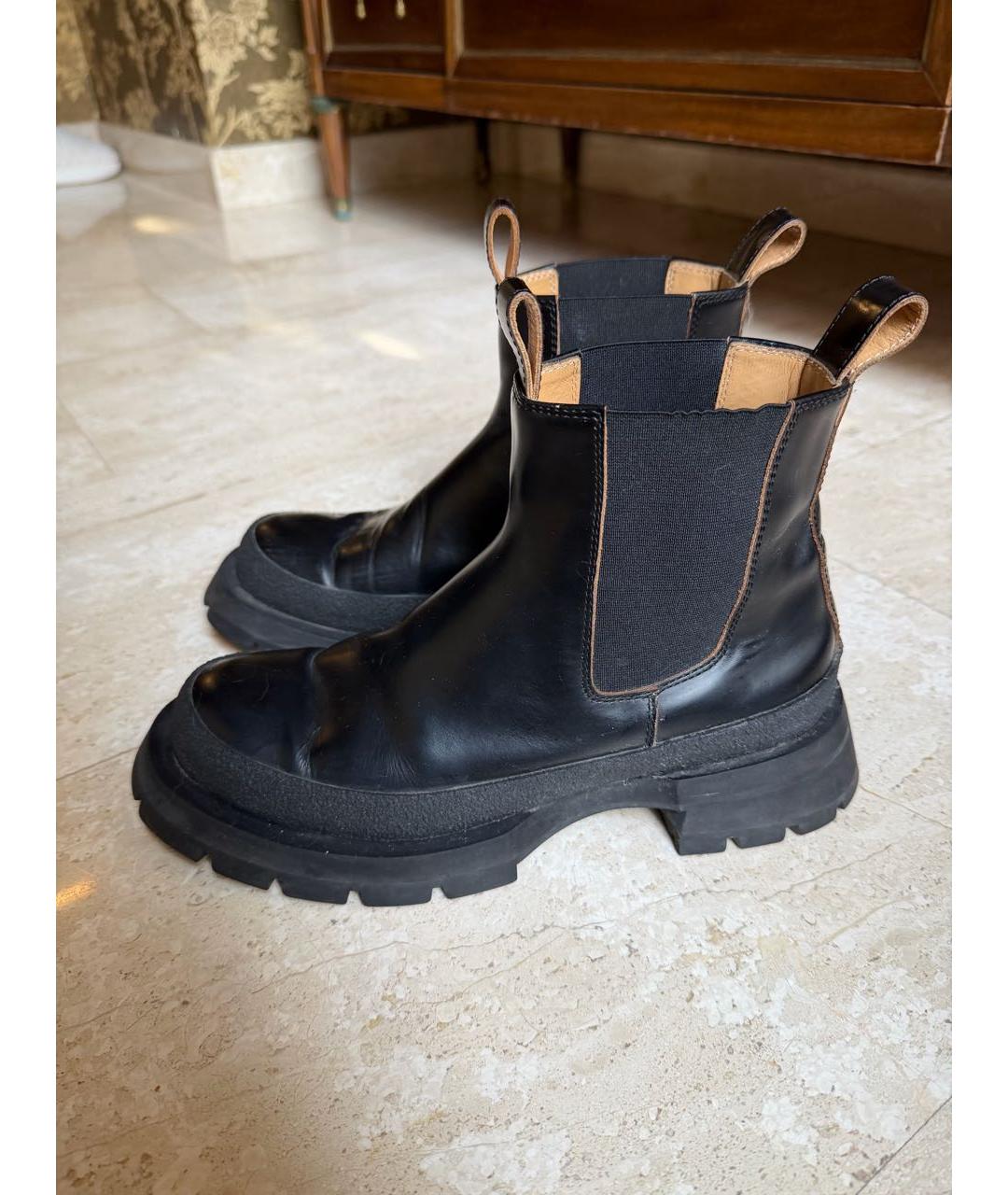 JIL SANDER Черные кожаные полусапоги, фото 5