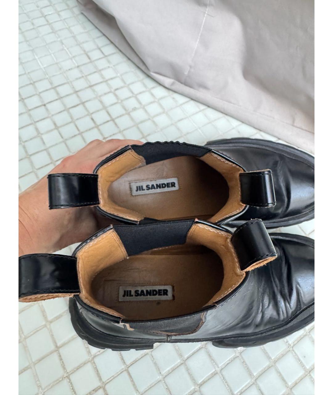 JIL SANDER Черные кожаные полусапоги, фото 3