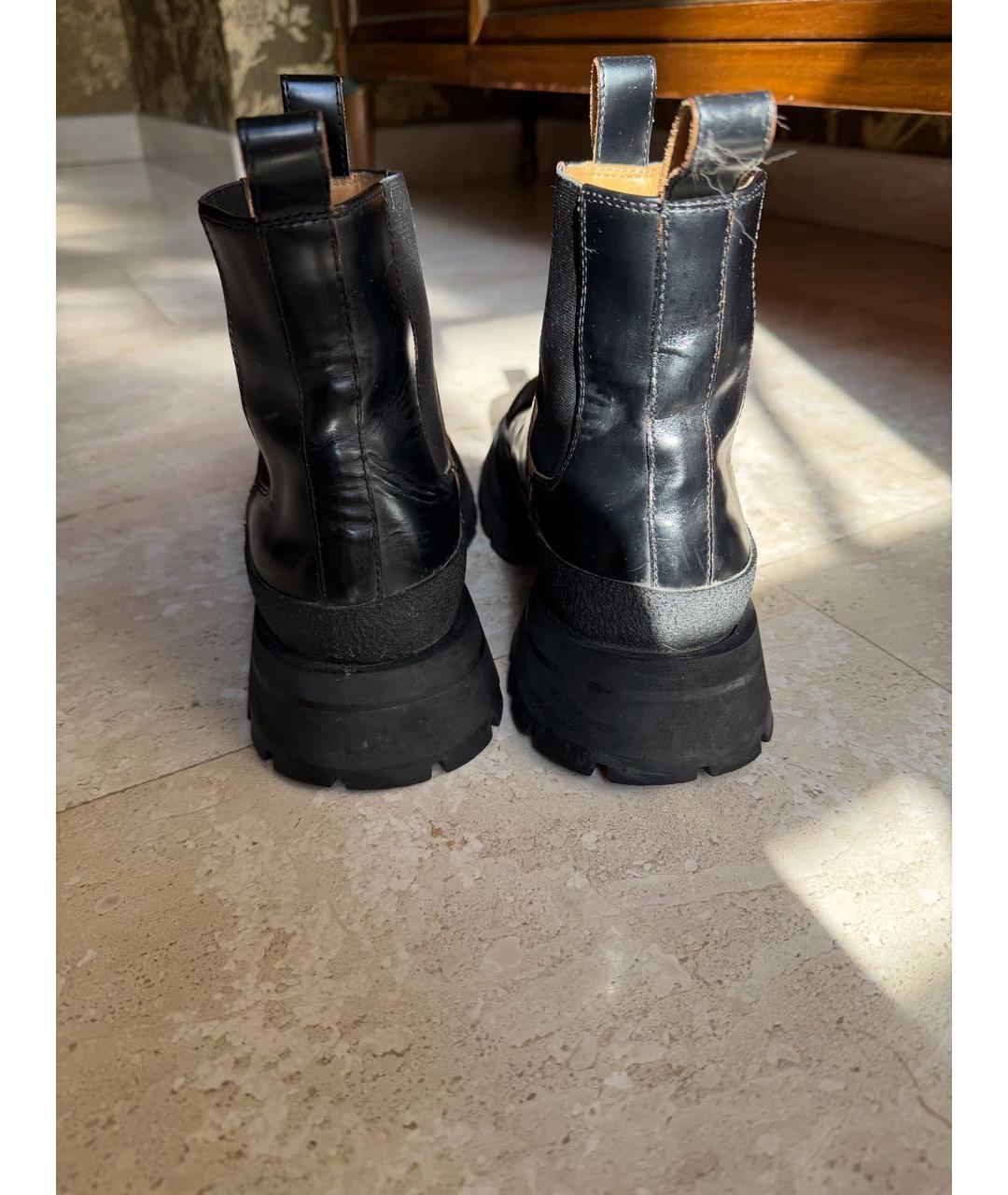 JIL SANDER Черные кожаные полусапоги, фото 4