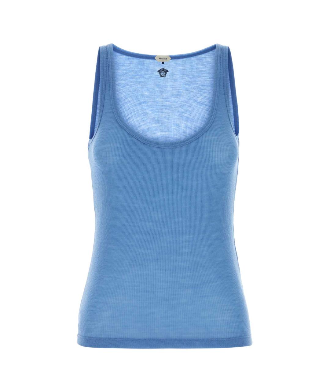 VERSACE Голубая шерстяная майка, фото 1