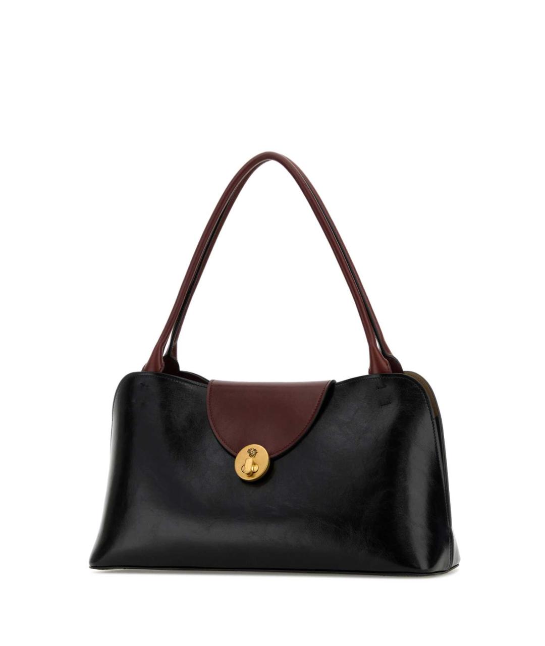 VERSACE Черная кожаная сумка с короткими ручками, фото 2