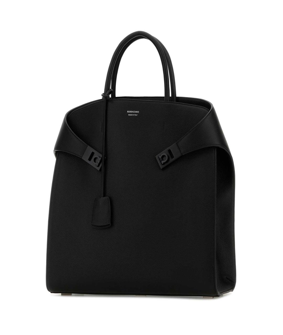 FERRAGAMO Черная кожаная сумка тоут, фото 2
