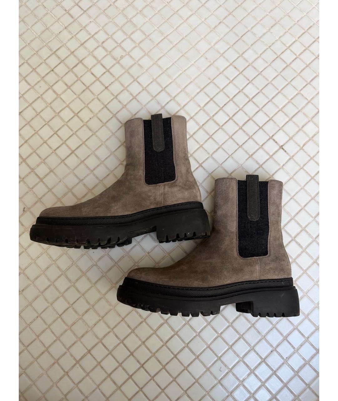 BRUNELLO CUCINELLI Серые замшевые полусапоги, фото 5