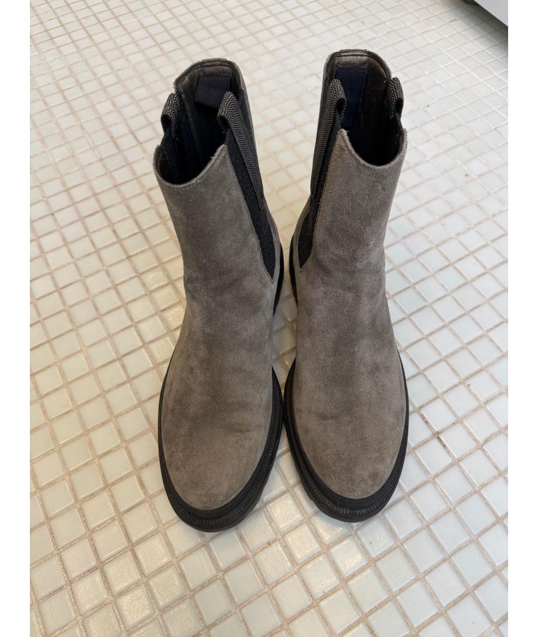 BRUNELLO CUCINELLI Серые замшевые полусапоги, фото 2