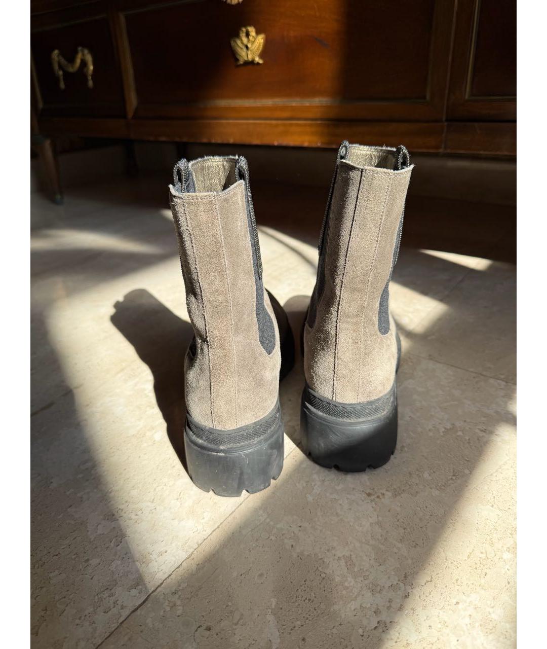 BRUNELLO CUCINELLI Серые замшевые полусапоги, фото 4