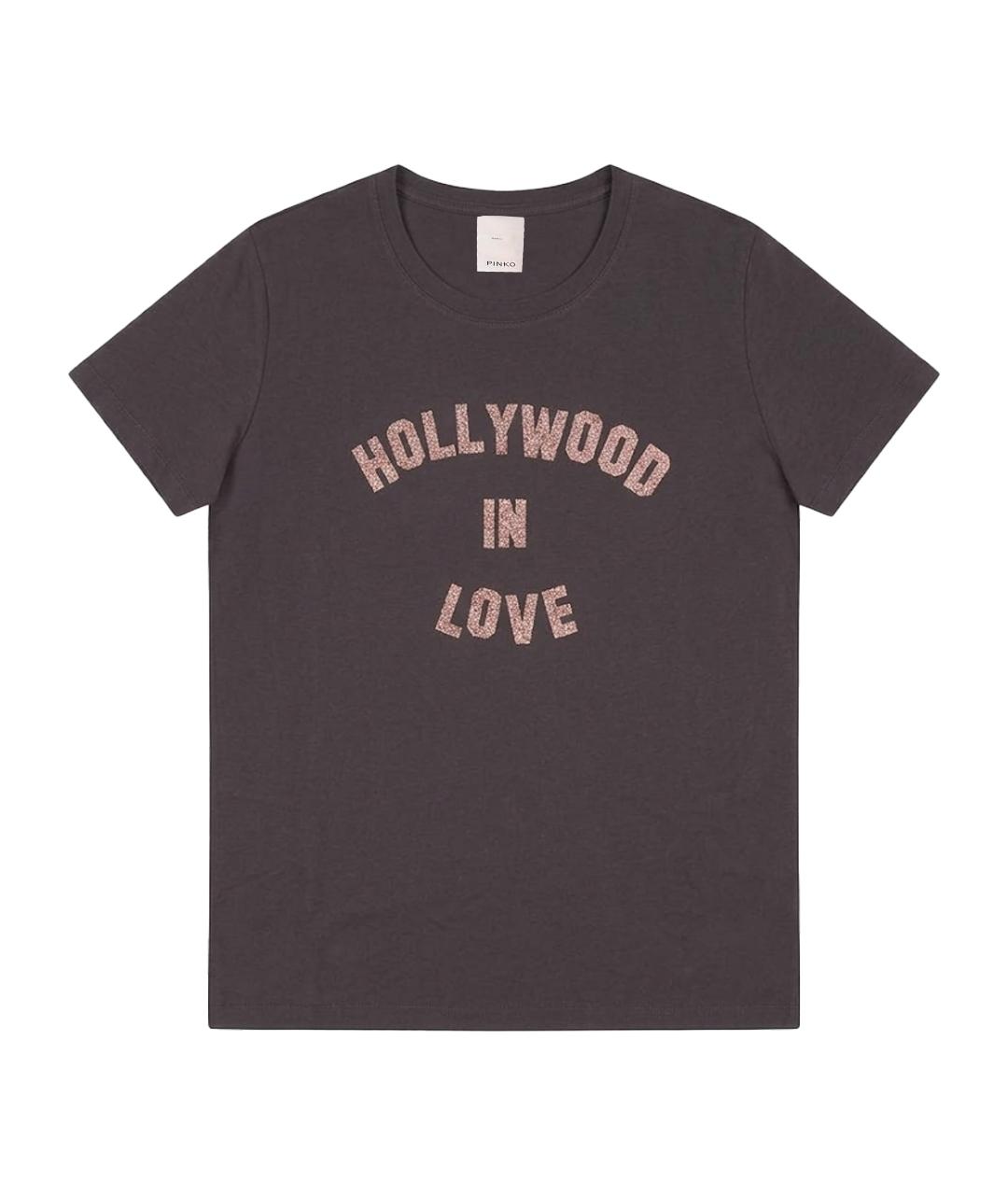 PINKO Антрацитовая хлопковая футболка, фото 1