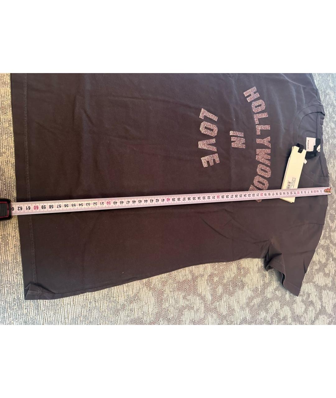 PINKO Антрацитовая хлопковая футболка, фото 6