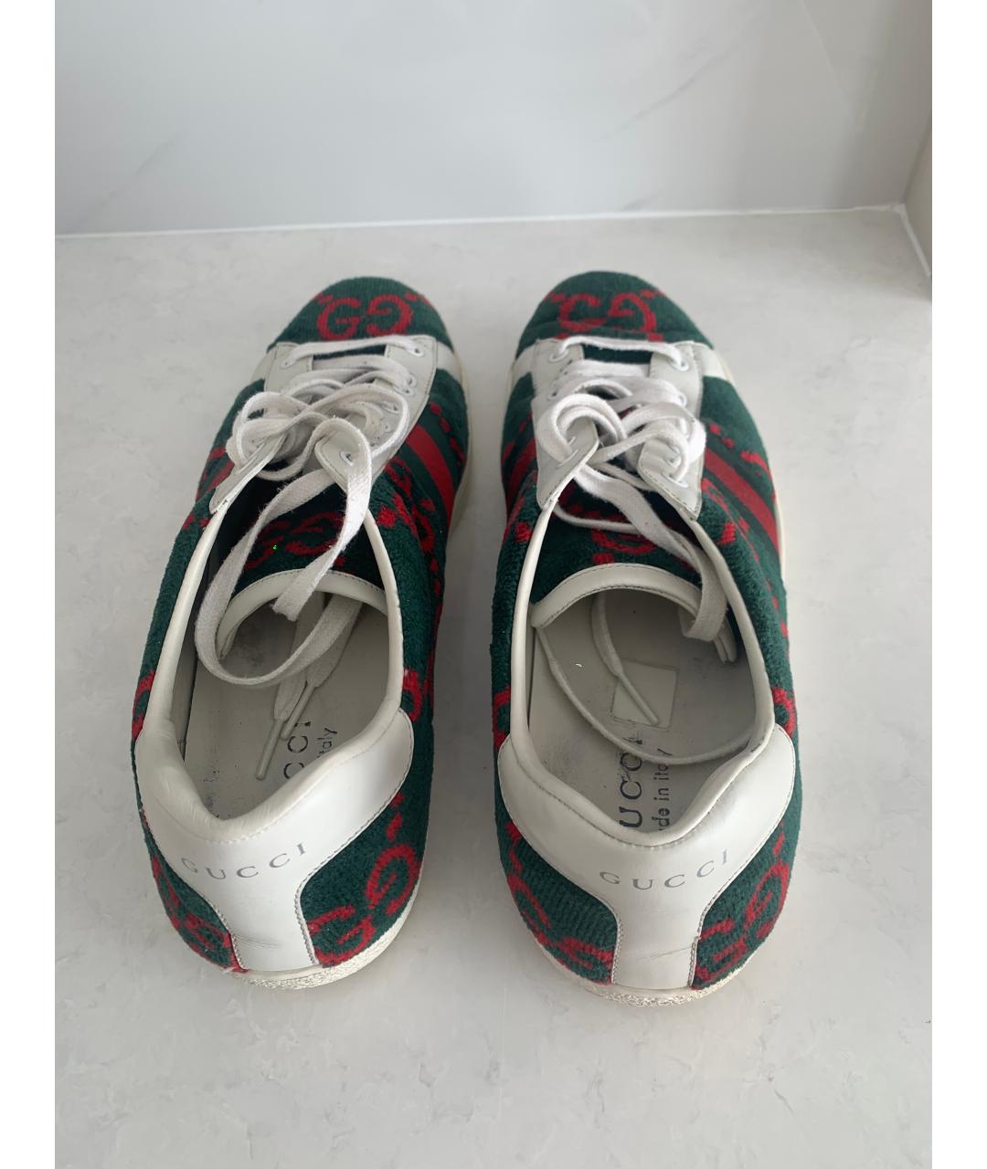 GUCCI Зеленые текстильные низкие кроссовки / кеды, фото 3