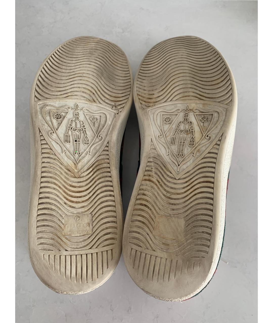 GUCCI Зеленые текстильные низкие кроссовки / кеды, фото 5