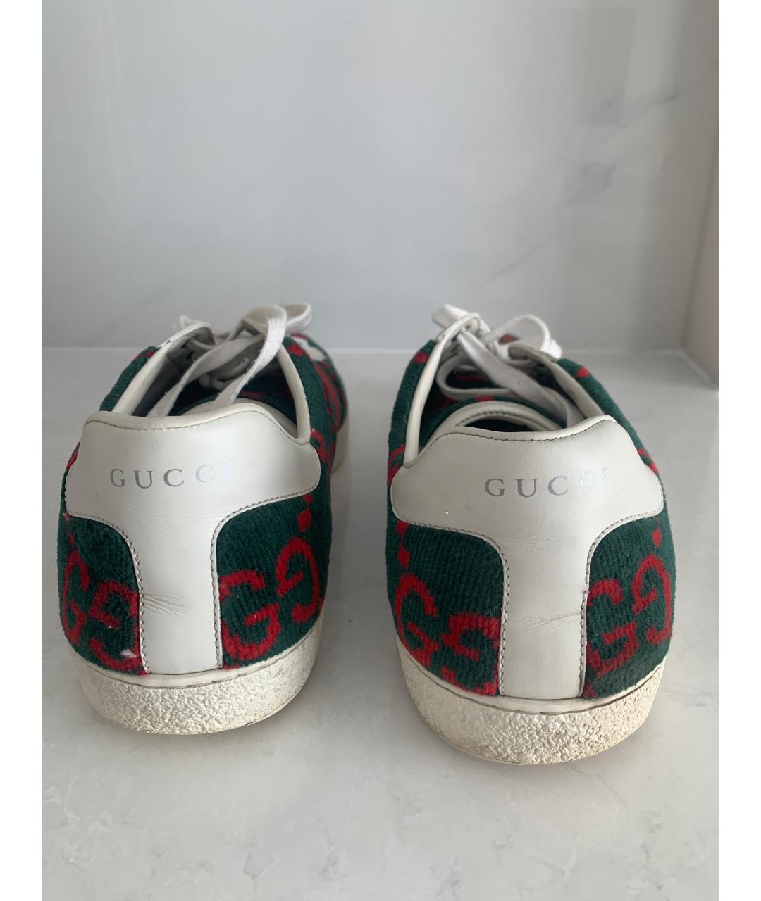 GUCCI Зеленые текстильные низкие кроссовки / кеды, фото 4