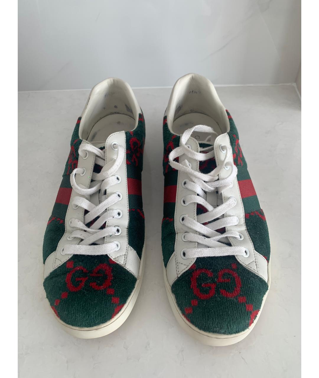 GUCCI Зеленые текстильные низкие кроссовки / кеды, фото 2