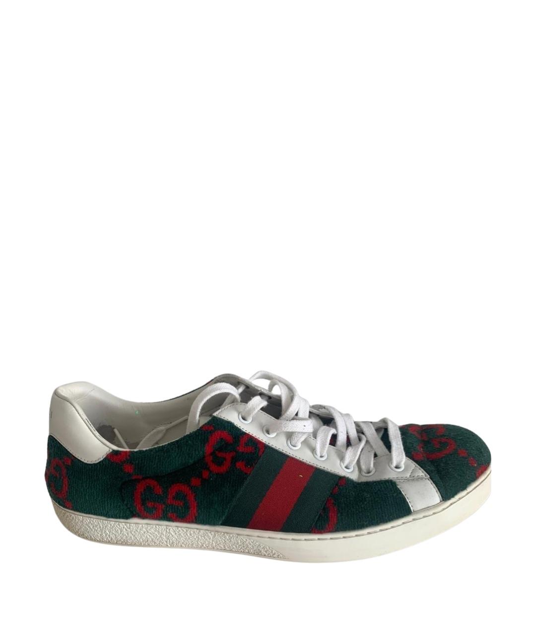 GUCCI Зеленые текстильные низкие кроссовки / кеды, фото 1