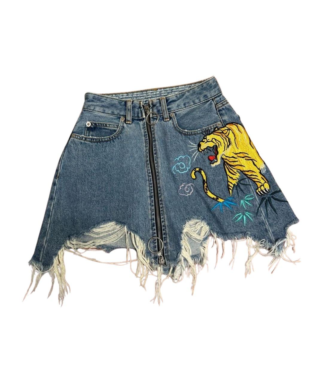 MARCELO BURLON Голубая деним юбка мини, фото 1